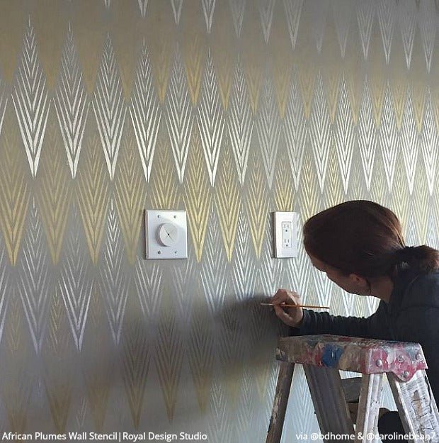 African Plumes Raven + Lily Wall Stencil - Image 6