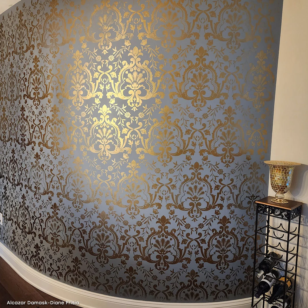 Alcazar Lace Damask Wall Stencil - Image 3