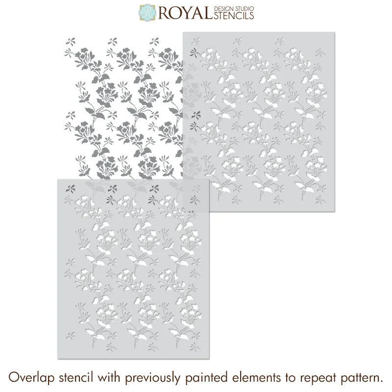 Allover Bellflower Floral & Vine Stencil - Image 4