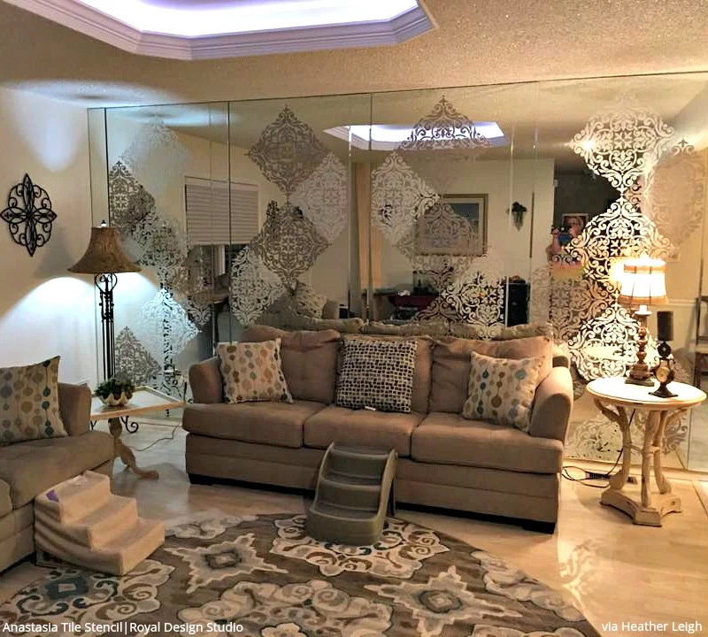 Anastasia Damask Tile Wall Stencil - Image 6
