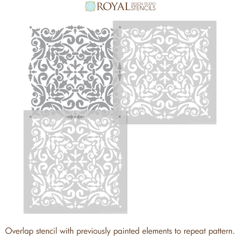 Anastasia Damask Tile Furniture Stencil - Image 4