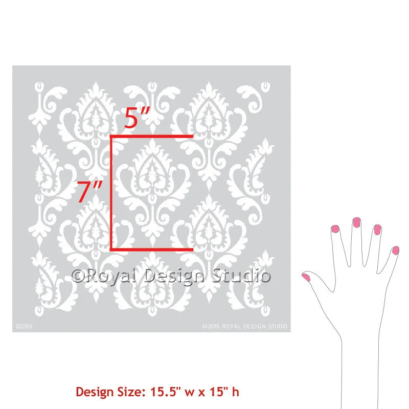 Anika Ikat Damask Furniture Stencil - Image 3