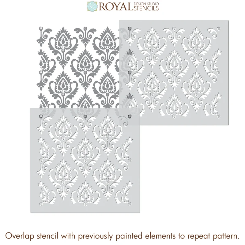 Anika Ikat Damask Wall Stencil - Image 5