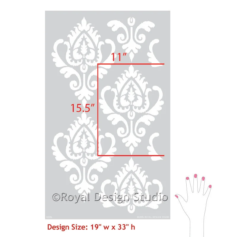 Anika Ikat Damask Wall Stencil - Image 3