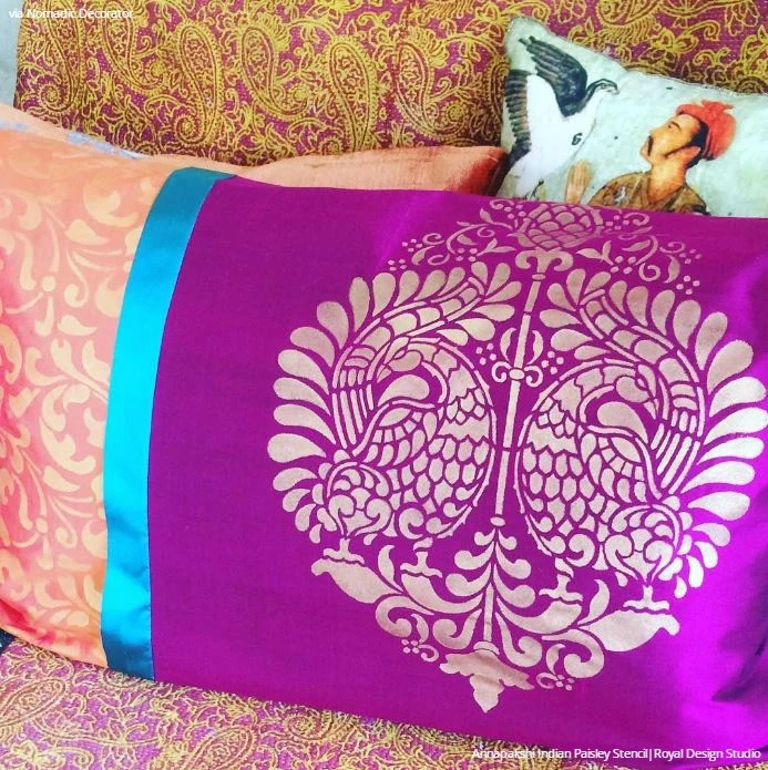 Annapakshi Indian Damask Furniture Stencil - Image 8