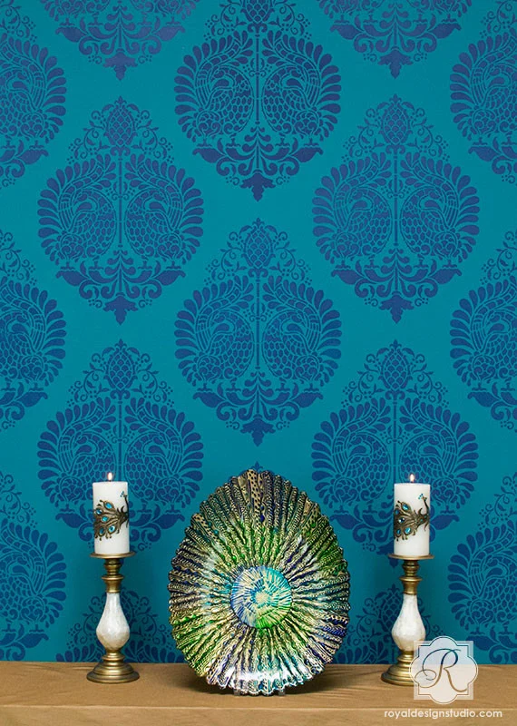 Annapakshi Indian Damask Wall Stencil - Image 4