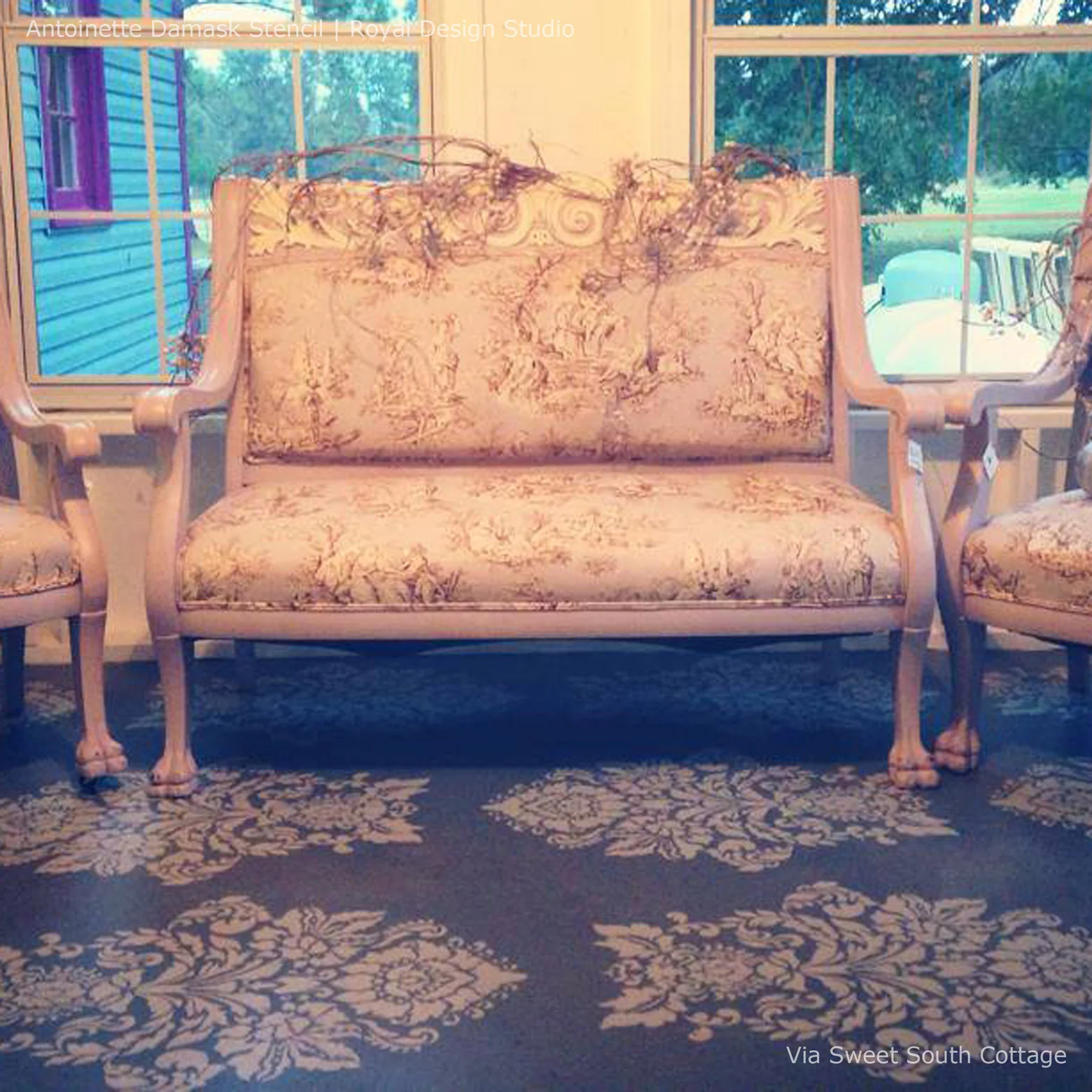 Antoinette Damask Wall Stencil - Image 13
