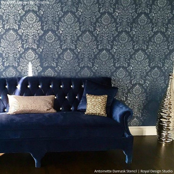 Antoinette Damask Wall Stencil - Image 8