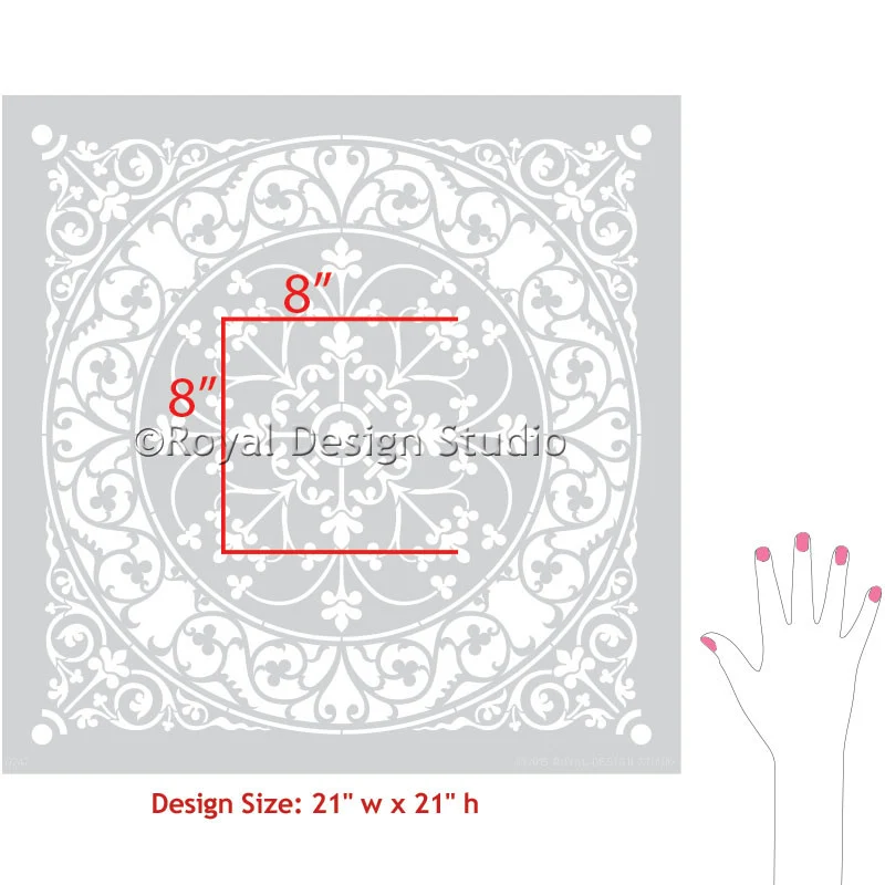Aragon Damask Tile Wall Stencil - Image 3