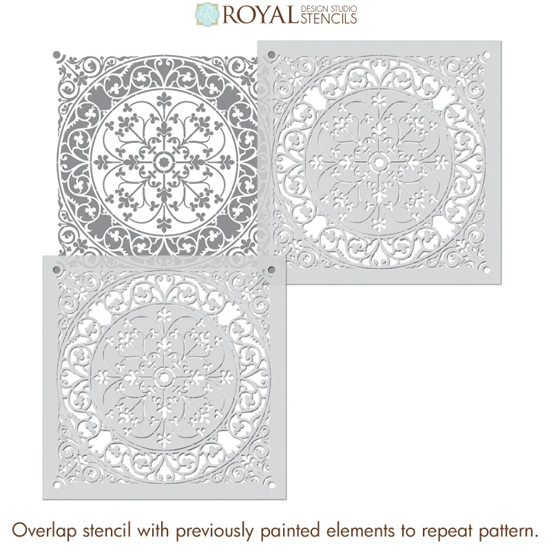 Aragon Damask Tile Wall Stencil - Image 4