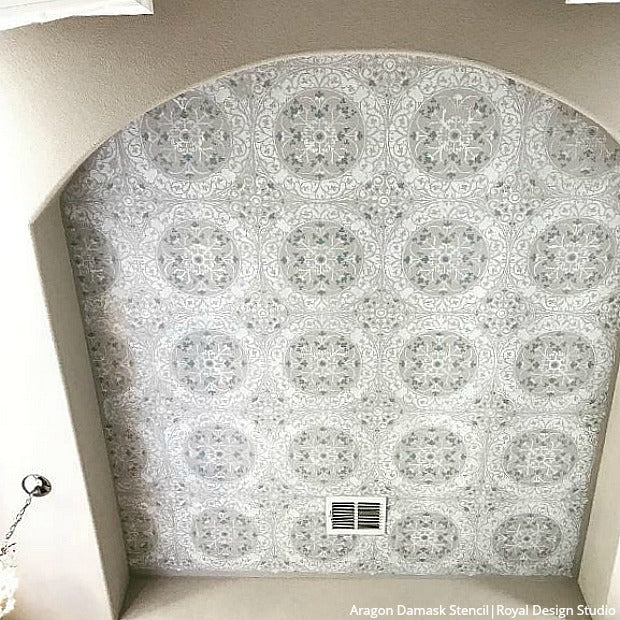 Aragon Damask Tile Wall Stencil - Image 8