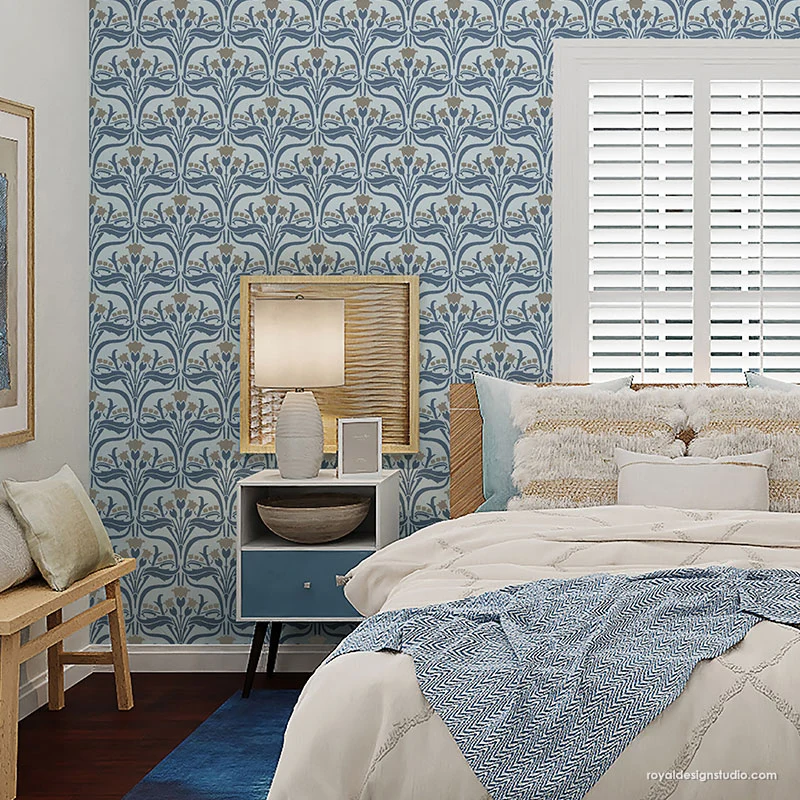 Aubrey Nouveau Floral Wall Stencil - Image 5