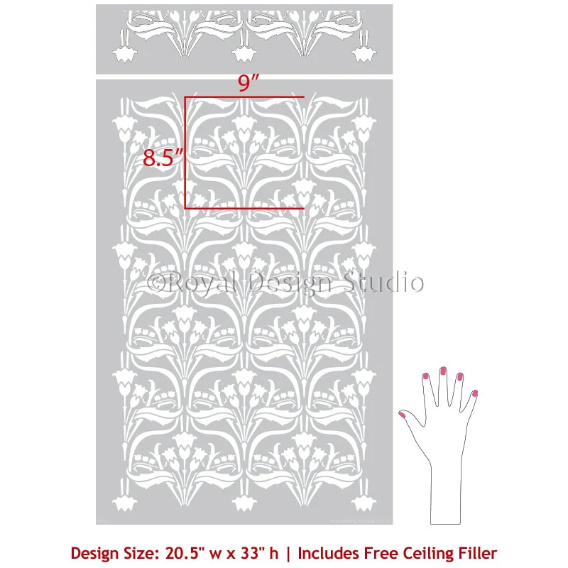 Aubrey Nouveau Floral Wall Stencil - Image 6