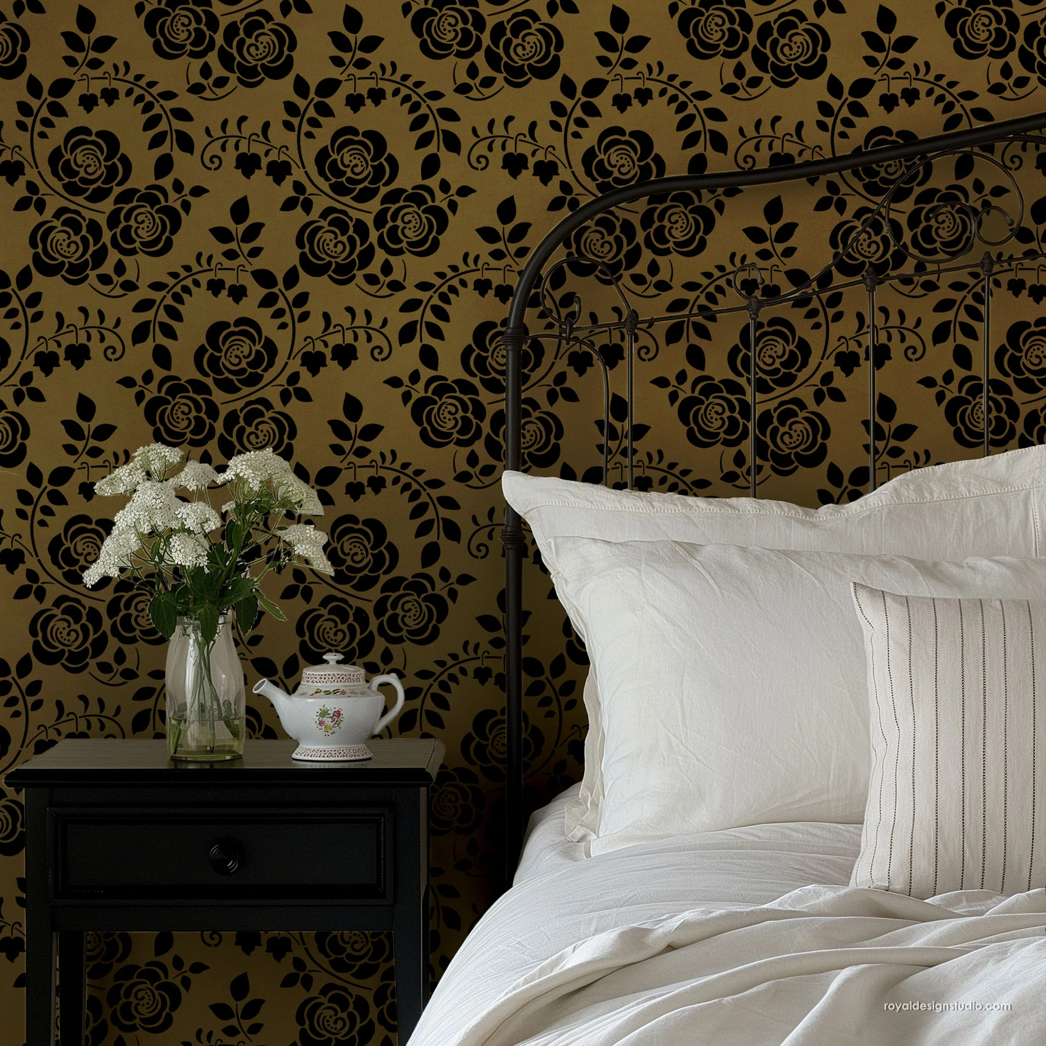 Belle Fleur Art Nouveau Wall Stencil - Image 5