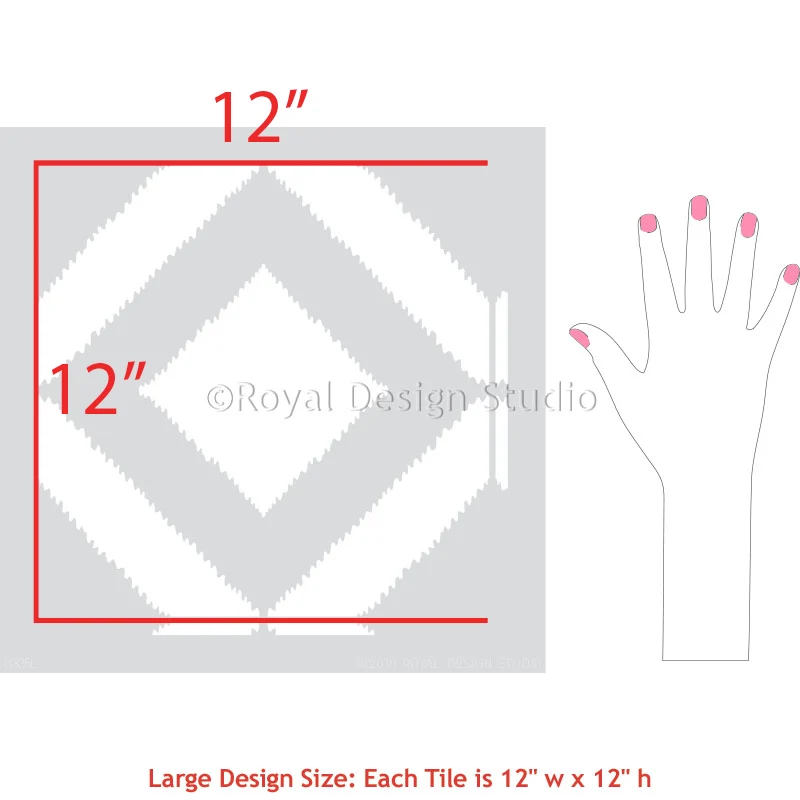 Bird's Eye Ikat Tile Stencil - Image 5