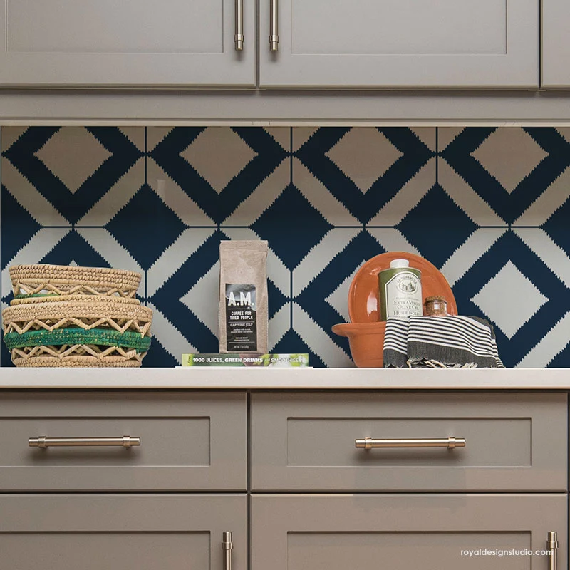 Bird's Eye Ikat Tile Stencil - Image 9