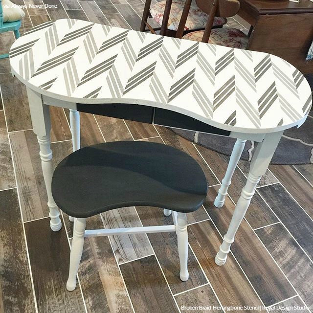 Broken Braid Herringbone Raven + Lily Wall Stencil - Image 14