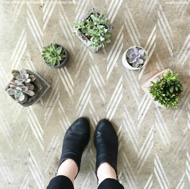 Broken Braid Herringbone Raven + Lily Wall Stencil - Image 8