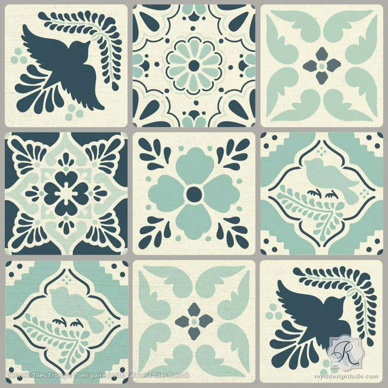 Ceramic Tiles Trompe L'oeil Stencil - Image 10