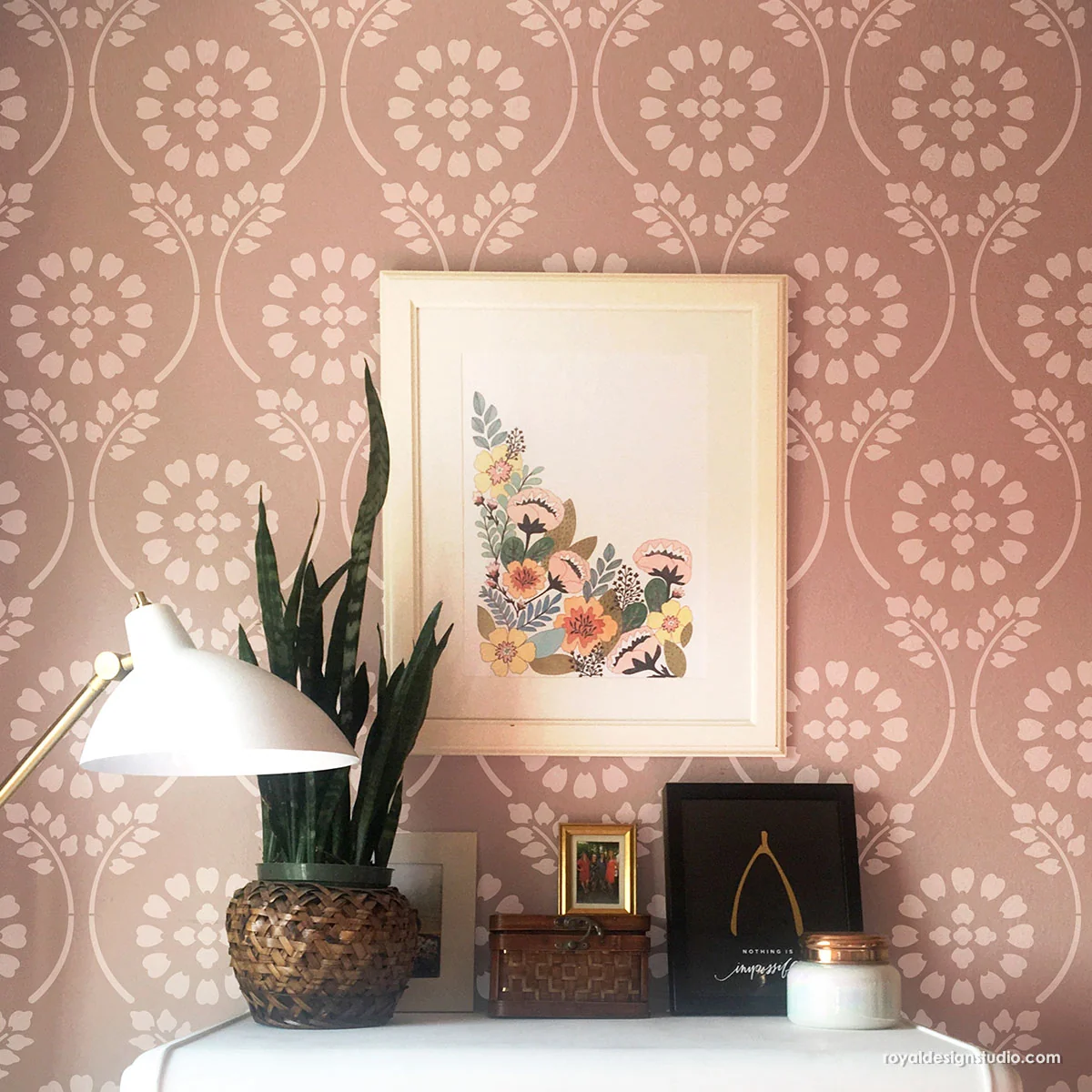 Charlotte Country Floral Trellis Stencil for Walls - Image 8