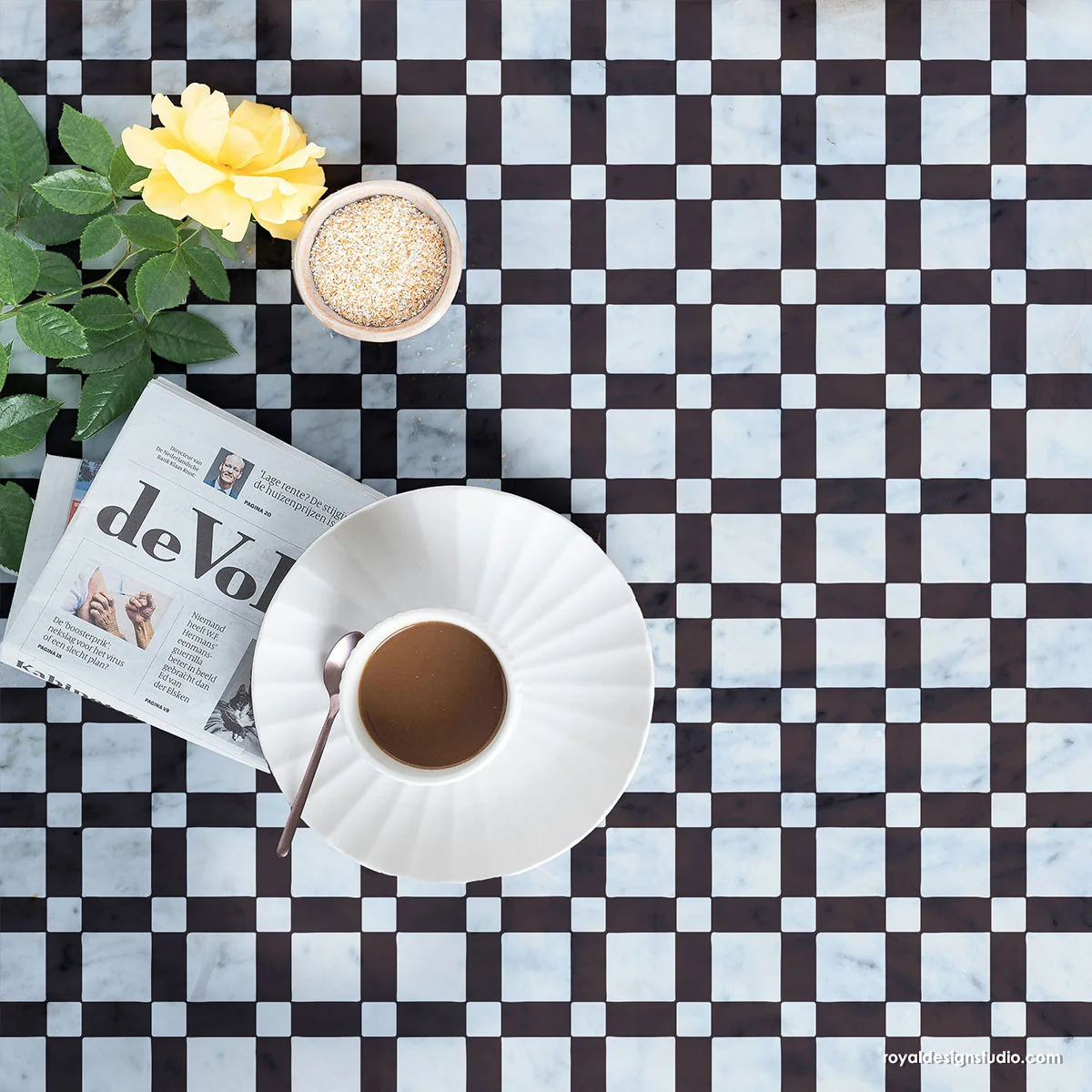 Checkers Mosaic Tile Stencil - Image 2