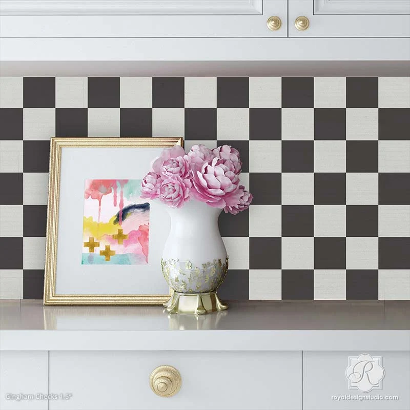 Checks and Gingham Furniture Stencil - Image 2