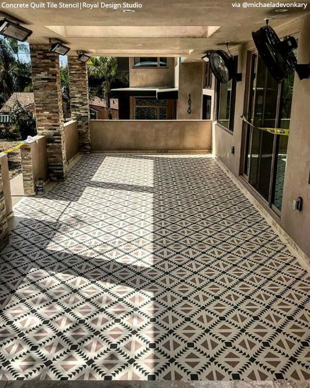 Concrete Quilt Tile Stencil - Image 9