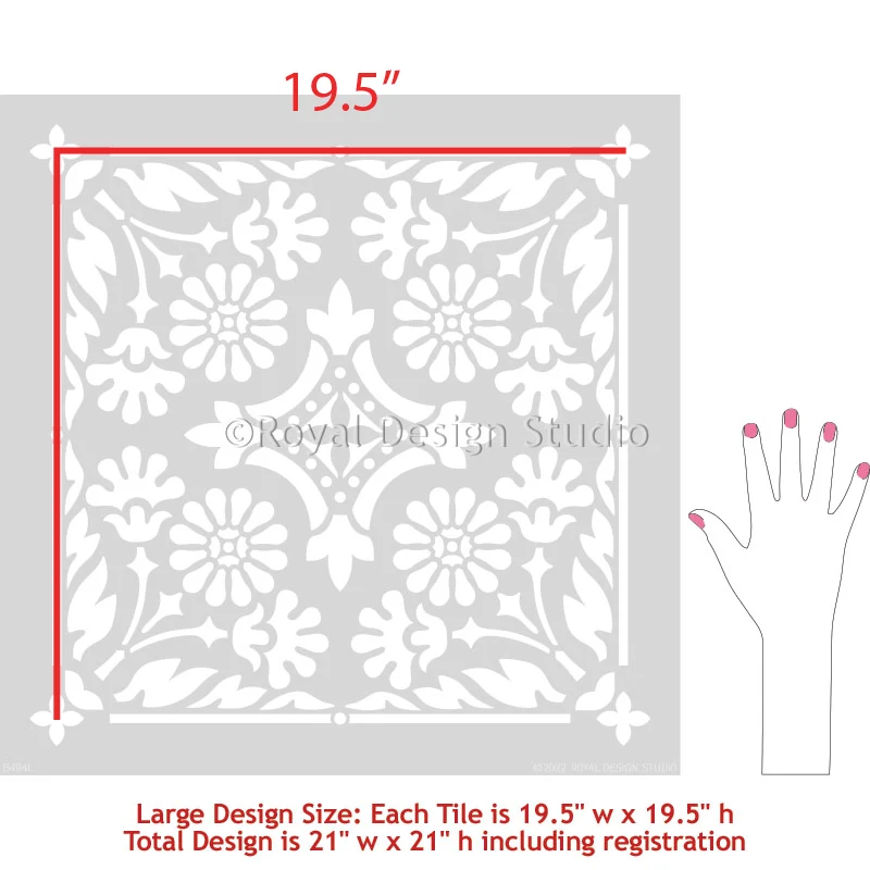 Country Floral Tile Stencil - Image 10