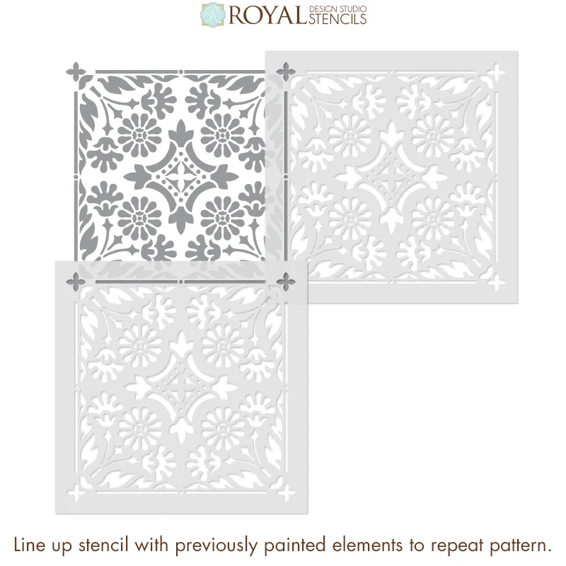 Country Floral Tile Stencil - Image 11