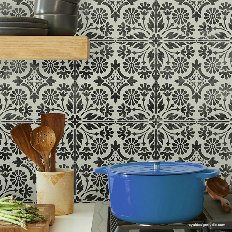 Country Floral Tile Stencil - Image 3