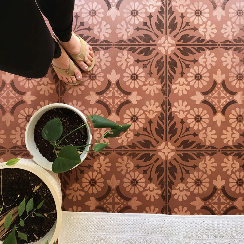 Country Floral Tile Stencil - Image 4