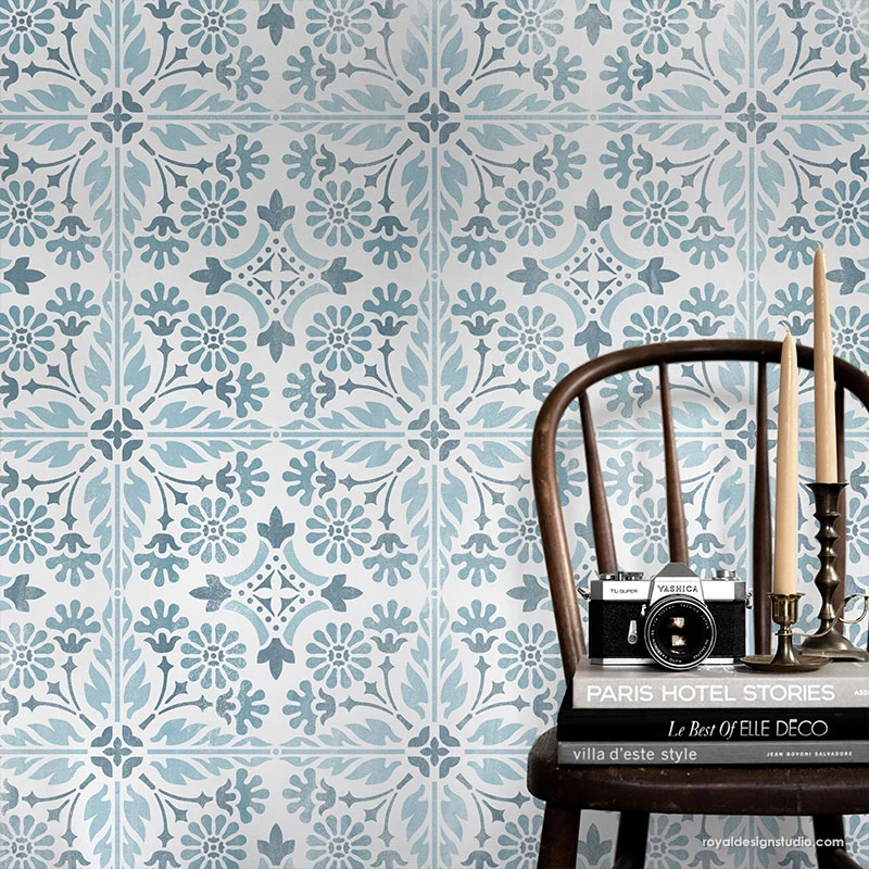 Country Floral Tile Stencil - Image 8