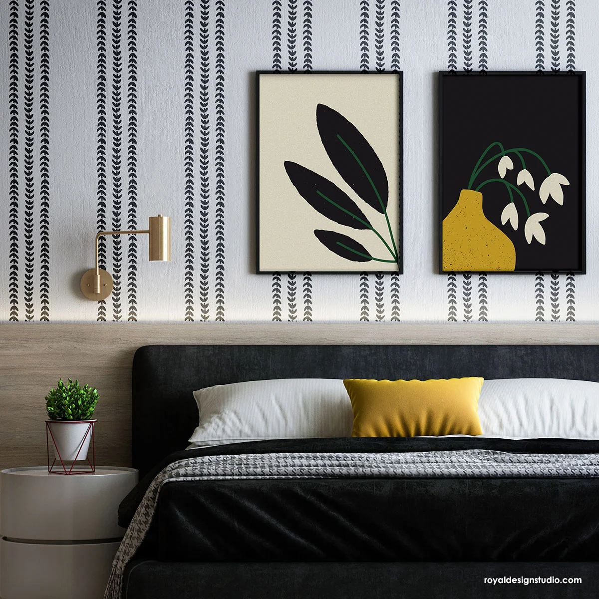 Country Stitching Stripe Wall Stencil - Image 3