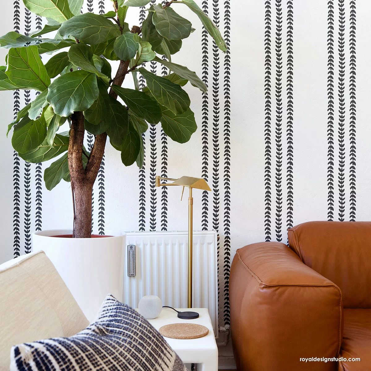 Country Stitching Stripe Wall Stencil - Image 8