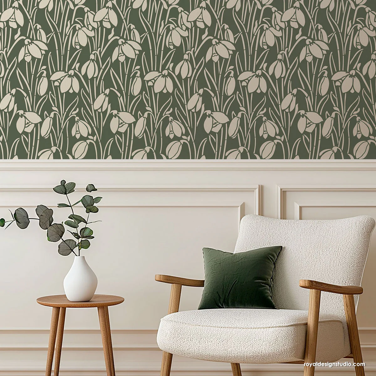 Crocus Bloom Art Nouveau Wall Stencil