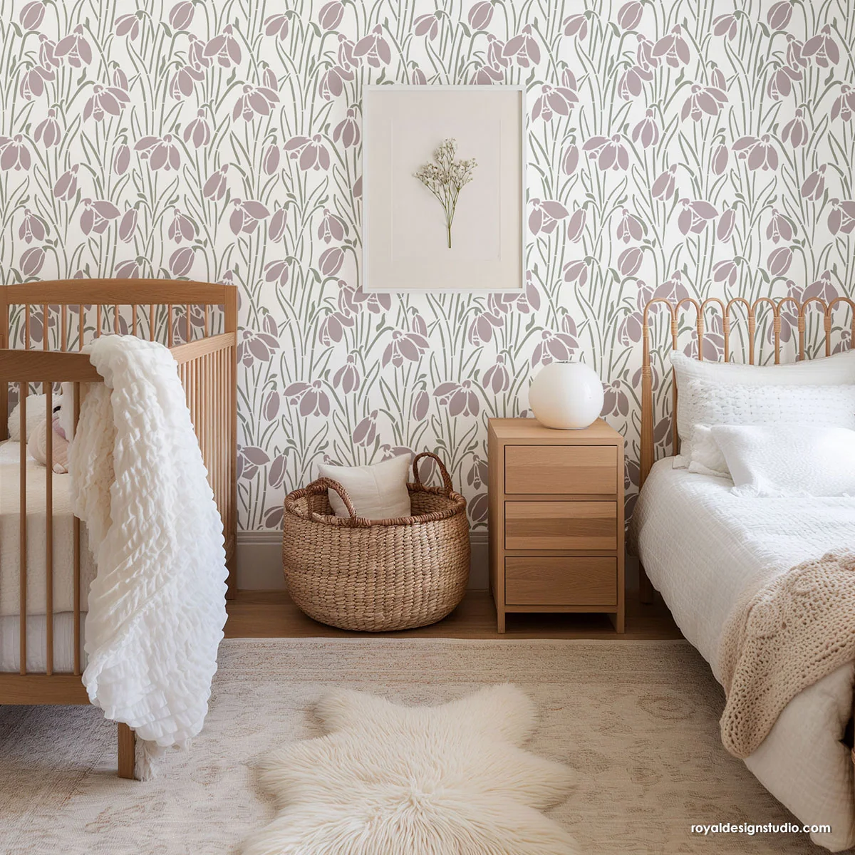 Crocus Bloom Art Nouveau Wall Stencil - Image 4