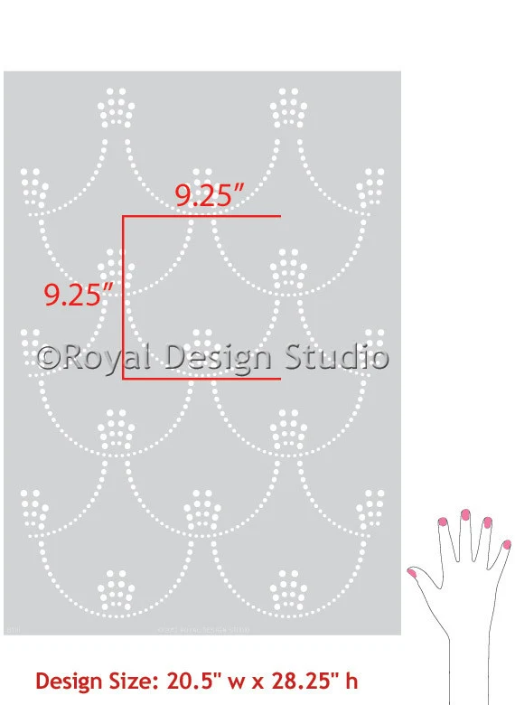 Deco Pearls Damask Wall Stencil - Image 3