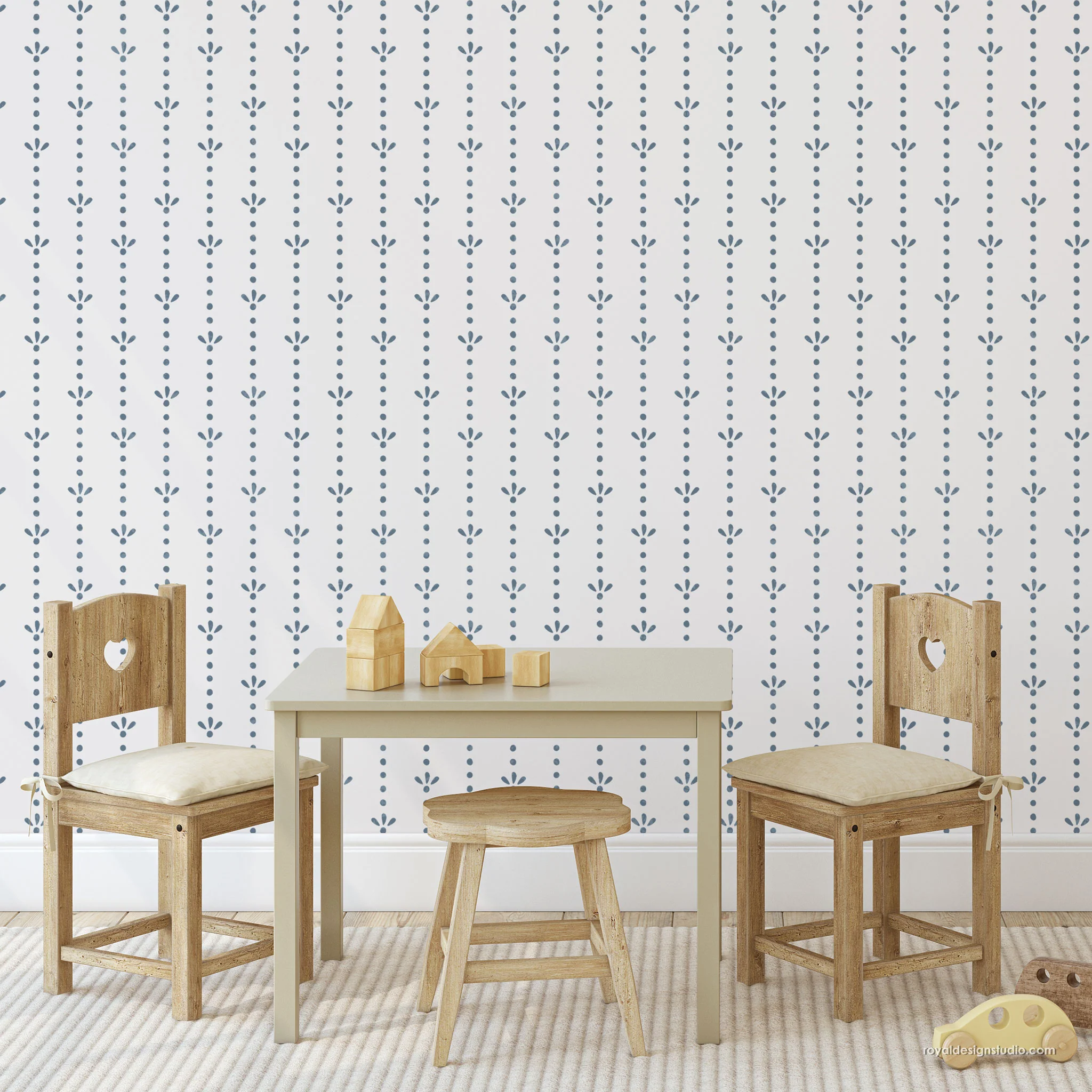 Dotty Stripe Wall Stencil Pattern - Image 5