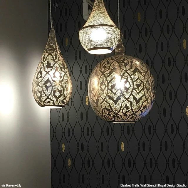 Elsabet Trellis Raven + Lily Wall Stencil - Image 4