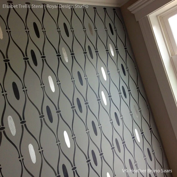 Elsabet Trellis Raven + Lily Wall Stencil - Image 5