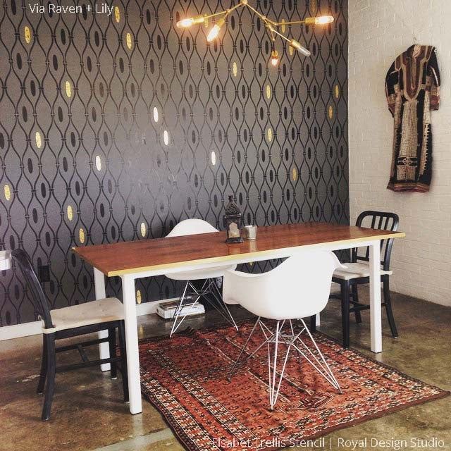 Elsabet Trellis Raven + Lily Wall Stencil - Image 8
