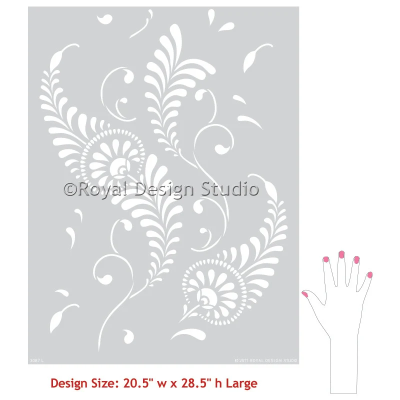 Feathered Damask Wall Stencil - Image 3