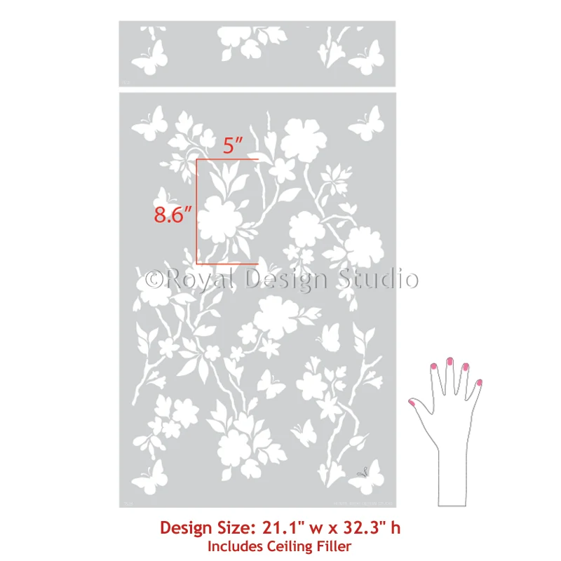 Butterfly Pavilion Chinoiserie Wall Stencil - Image 7