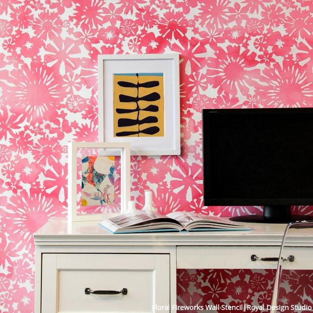 Floral Fireworks Allover Wall Stencil - Image 4