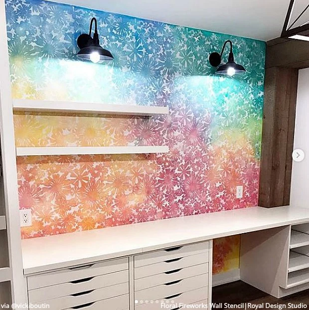 Floral Fireworks Allover Wall Stencil - Image 8
