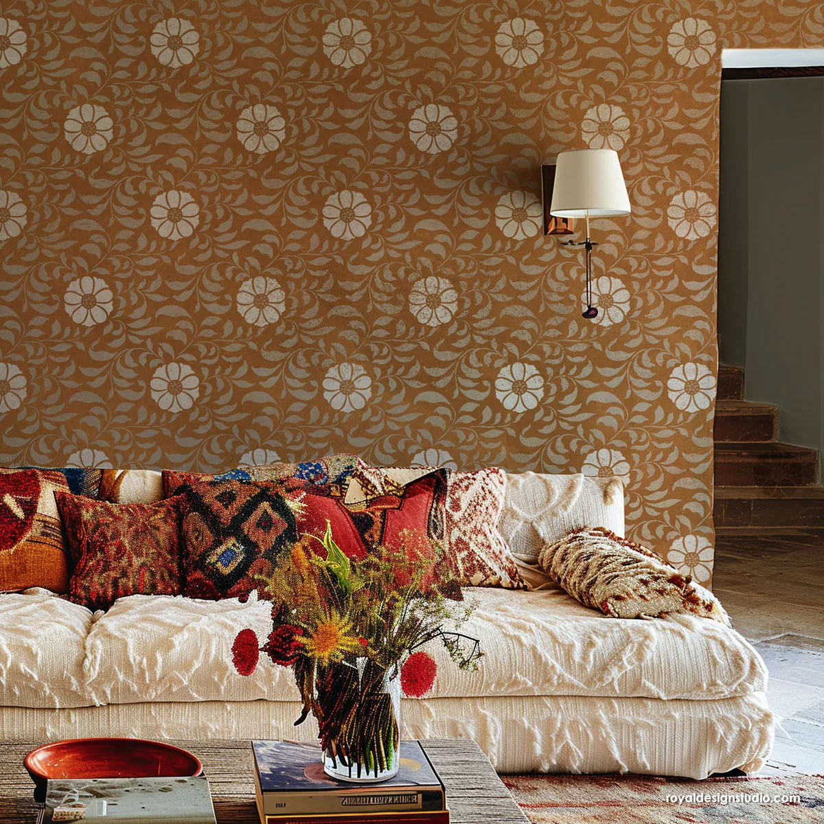 Folk Flower Allover Wall Stencil - Image 5