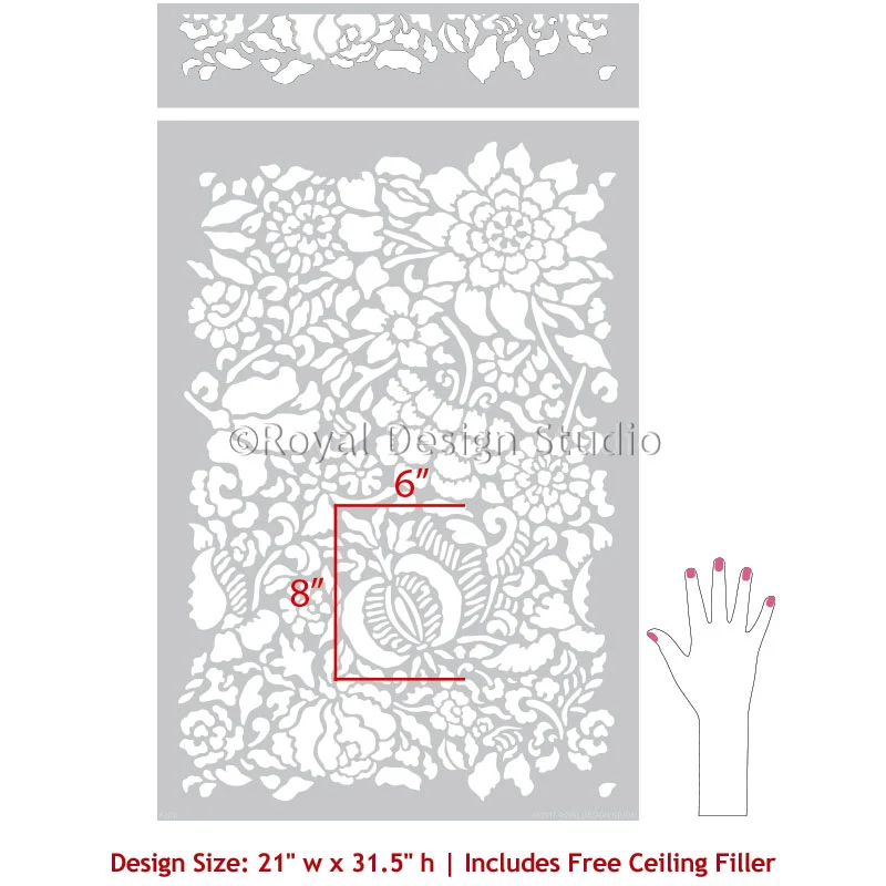 Francesca Floral Damask Wall Stencil - Image 8