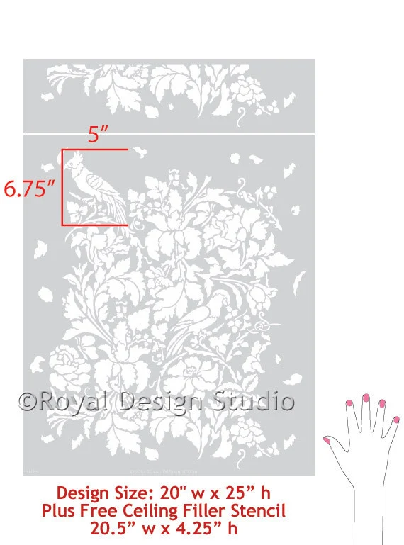 French Floral Damask Wall Stencil - Image 6