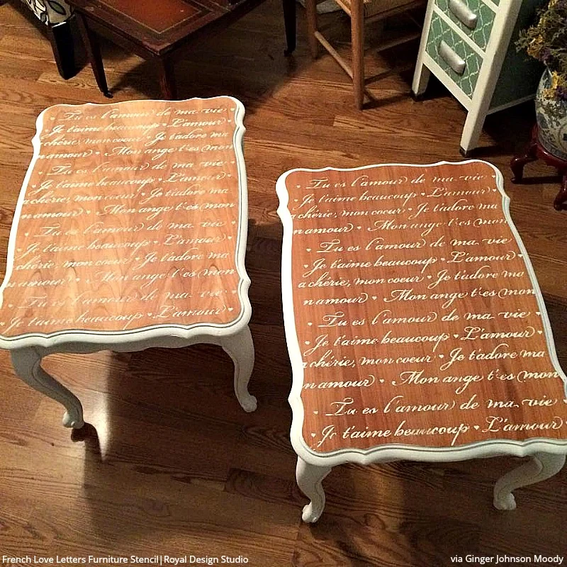 French Love Letters Furniture Stencil - Image 10