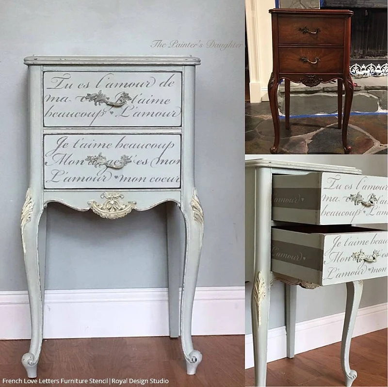French Love Letters Furniture Stencil - Image 20
